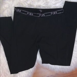 PINK elastic wait black leggings